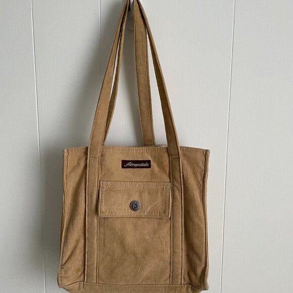 AEROPOSTALE Vintage Mini Tote Bag - Tan Corduroy - Picture 1 of 4